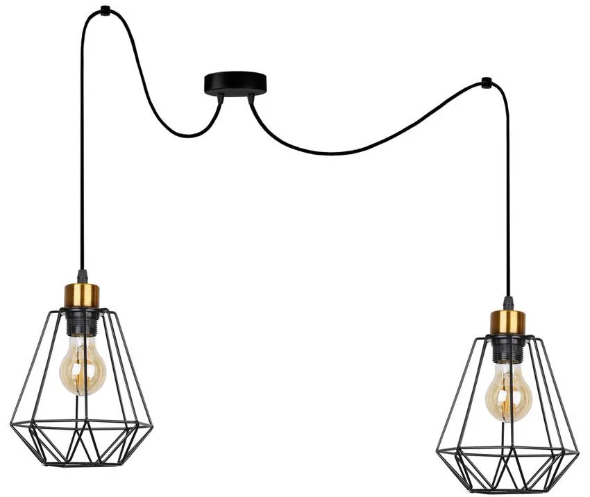 Candellux Čierno-zlatý závesný decentrálny luster Primo pre žiarovku 2x E27 32-00286