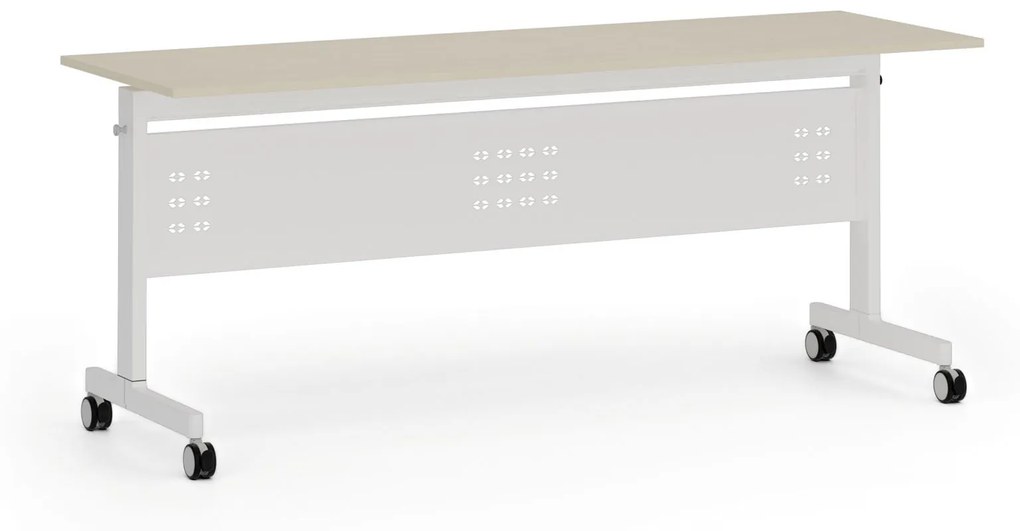Mobilný stôl PRIMO MOBI, 1800 x 600 mm, biela podnož, breza