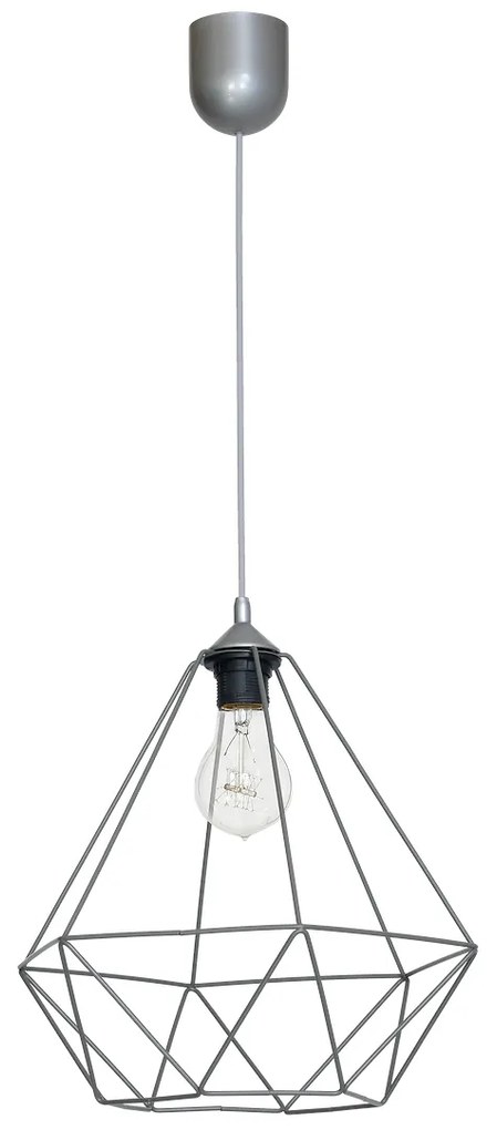 Závesné svietidlo Basket, 1x sivé drôtené tienidlo, gr