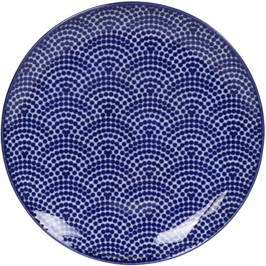 Modrý porcelánový tanier Tokyo Design Studio Dots, ø 16 cm