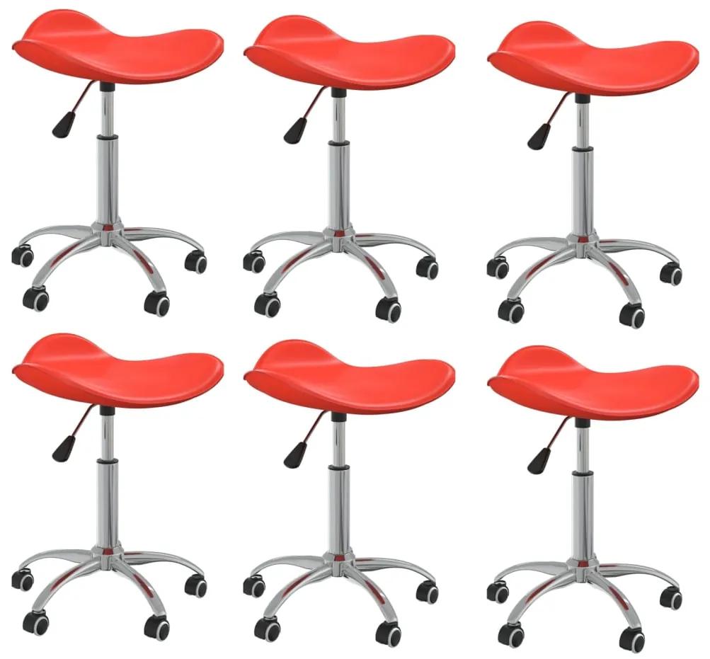 Otočné jedálenské stoličky 6 ks červené umelá koža