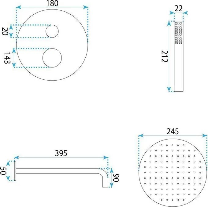 Rea Venti, podomietková sprchová súprava + BOX, zlatá matná, REA-P8710
