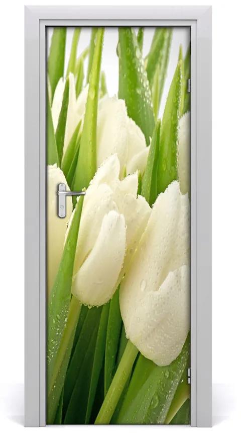 Fototapeta samolepiace biele tulipány 85x205 cm