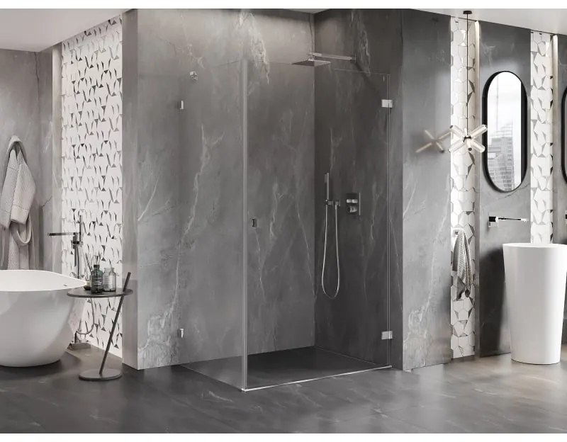 Mexen Lunar-B, pravostranný výklopný sprchový kút 100 x 70 cm, 8mm číre sklo, chrómový profil, 832-100-070-01-00-P