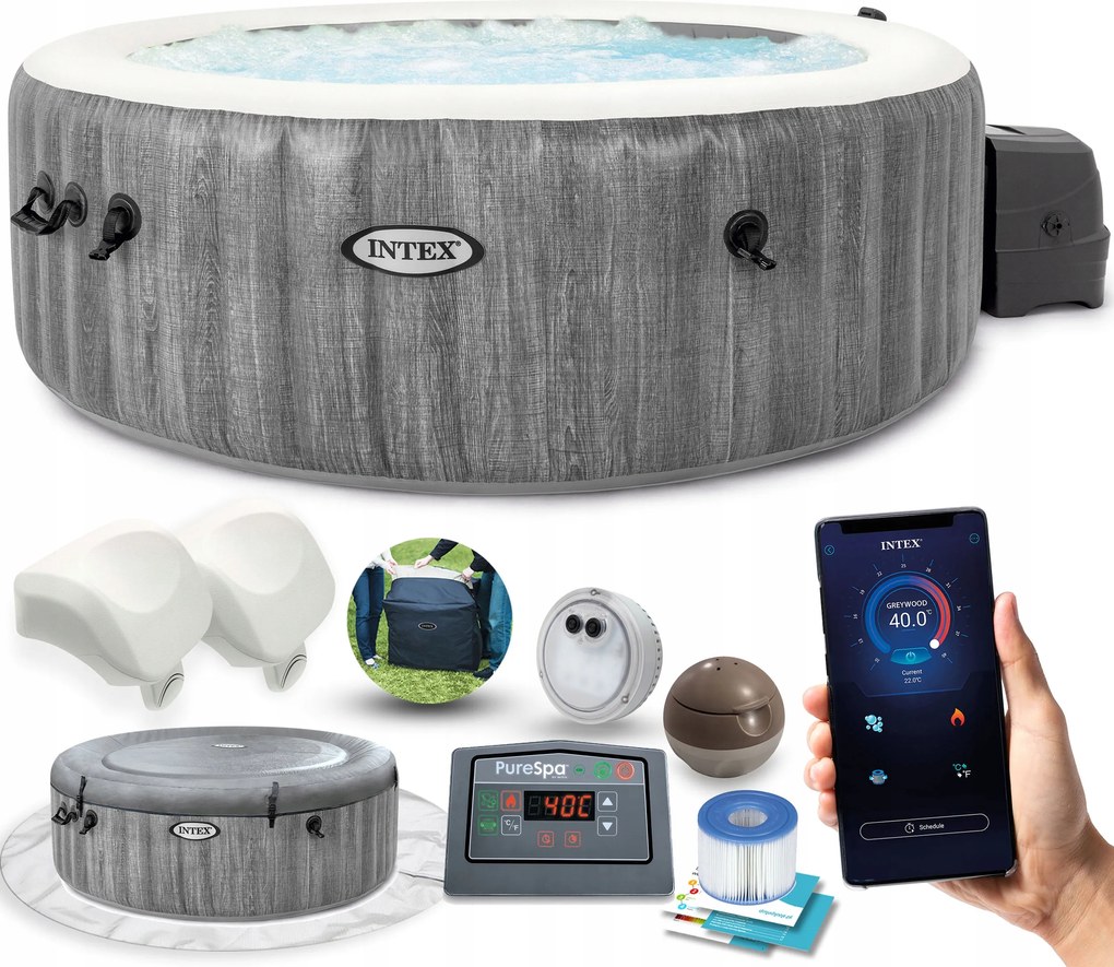 Intex 28440 Vírivý bazén, PureSpa Bubble Greywood Deluxe 4