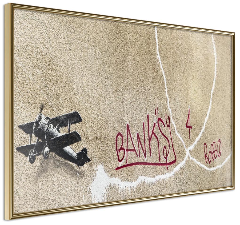 Artgeist Plagát - Biplane [Poster] Veľkosť: 45x30, Verzia: Čierny rám s passe-partout