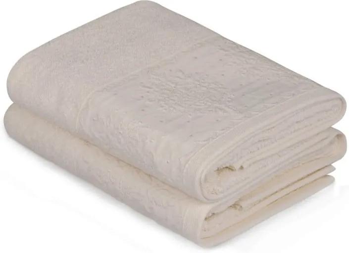 Sada dvoch uterákov v krémovej farbe Victorian, 90 × 50 cm