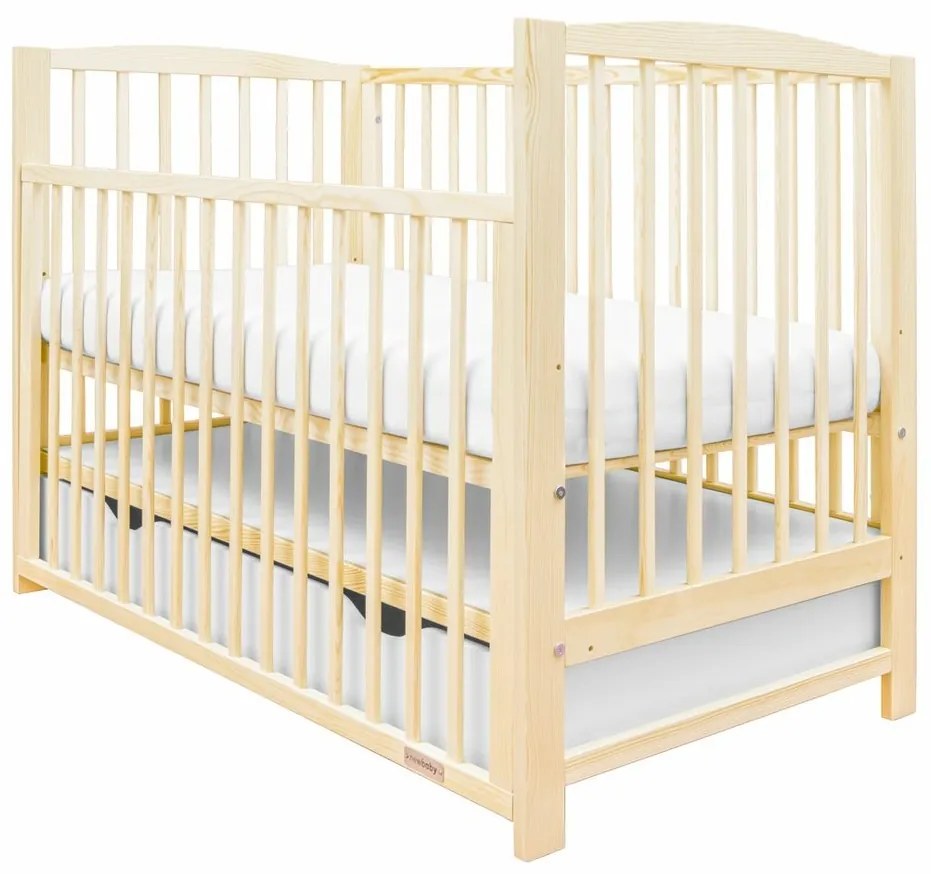 New Baby Detská postieľka Lilly so sťahovacou bočnicou a zásuvkou, prírodná
