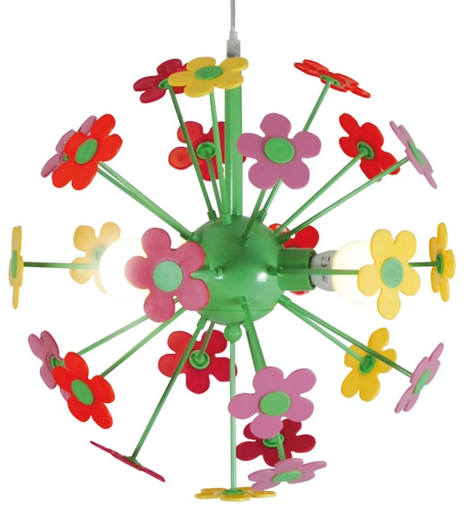 Závesná lampa Flower s farebnými kvetmi