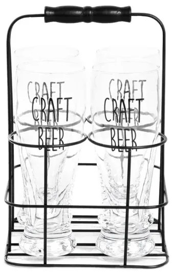 Sada štyroch pohárov RAYA s kovovým stojanom 894775 400 ml