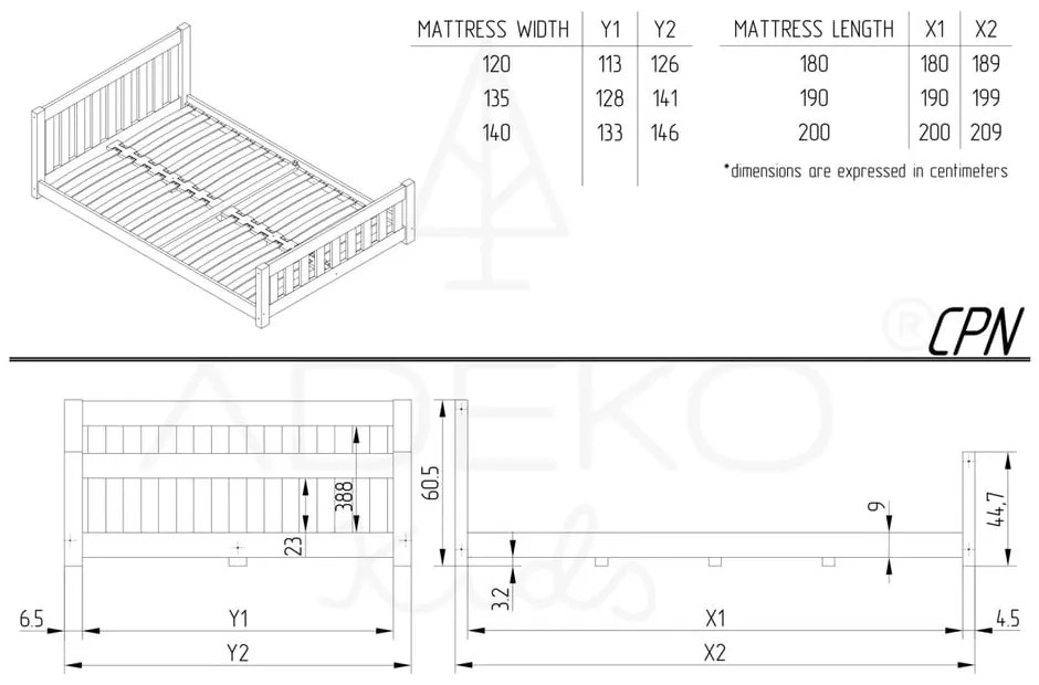 Detská posteľ z borovicového dreva v prírodnej farbe 90x200 cm CPN – Adeko