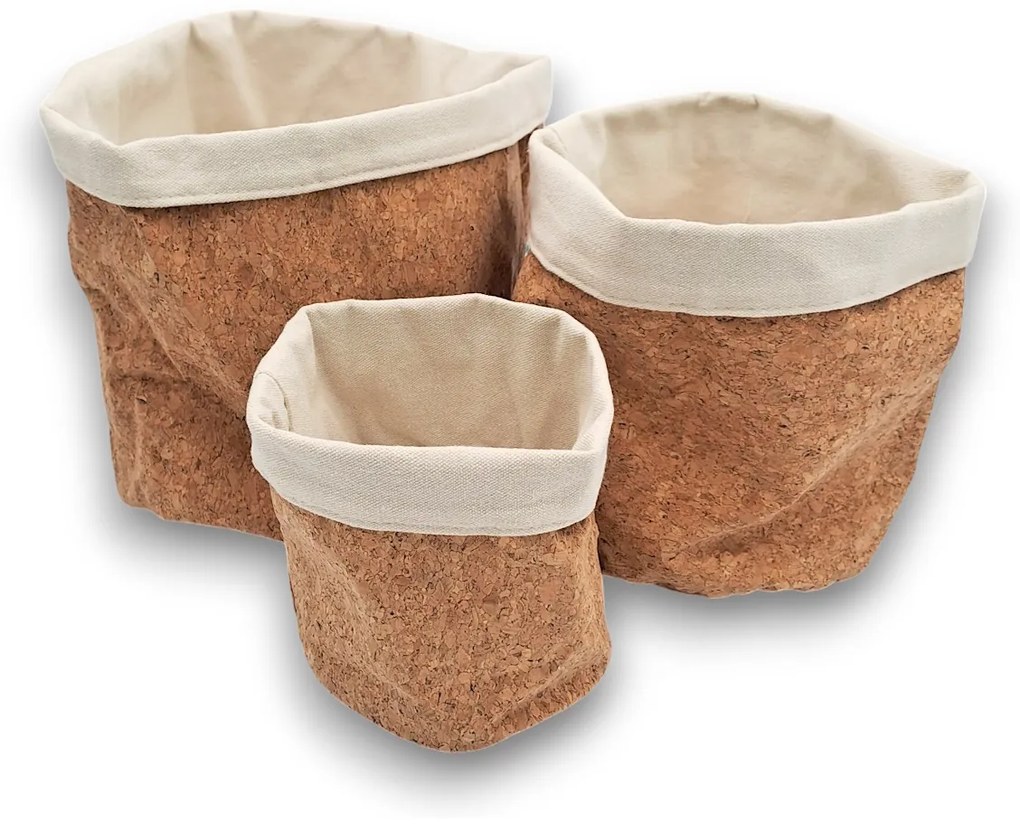 Zeller Present Súprava 3 úložných KORKOVÝCH košíkov / vreciek na pečivo alebo zeleninu