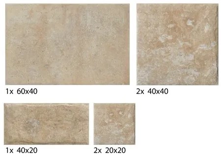 Dlažba Cir Cotto del Campiano terra di pienza v dekore modulare 39 s rozmermi 40x60, 40x40, 20x40, 20x20 cm mat 1081580