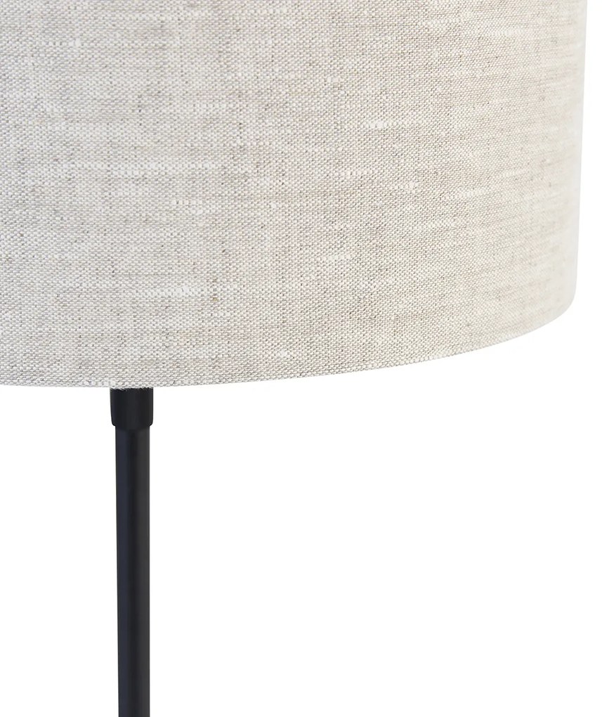 Stolná lampa čierna nastaviteľná s tienidlom svetlošedá 35 cm - Parte