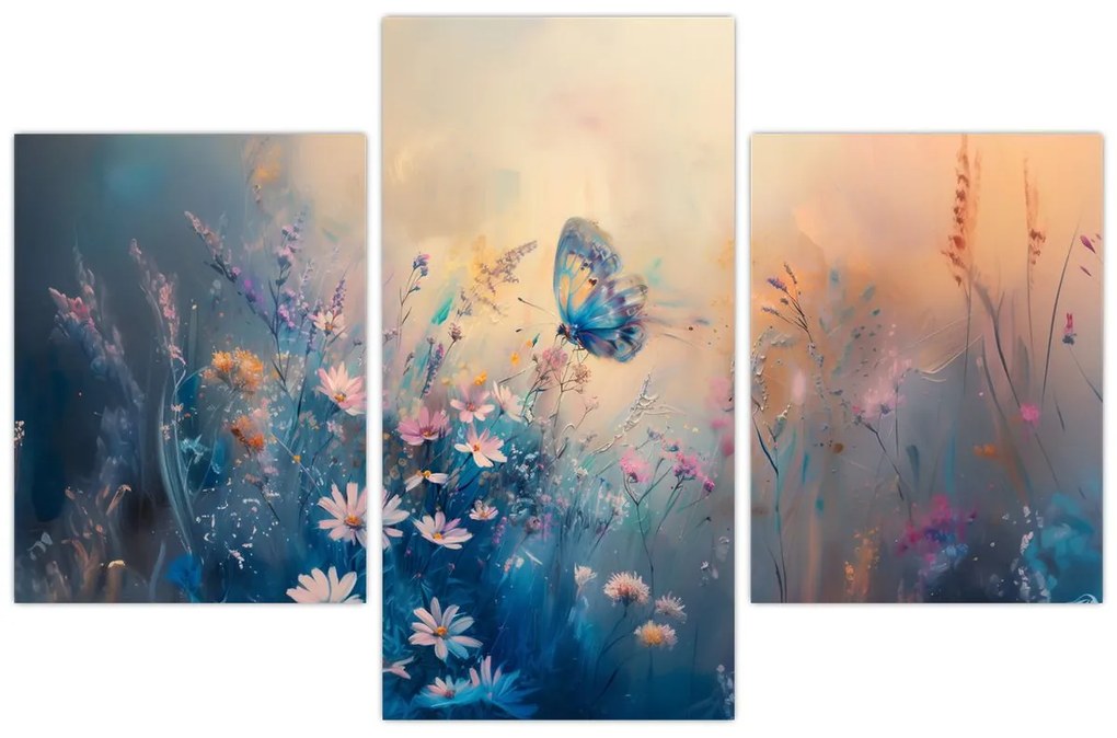 Obraz - Lúka s motýľom (90x60 cm)