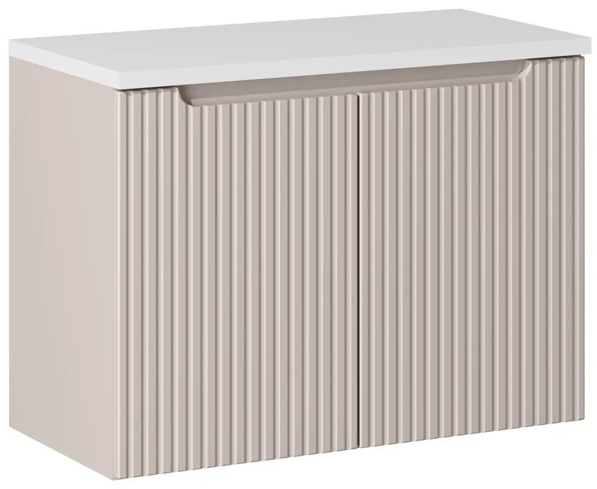 Závěsná skříňka pod umyvadlo Nova Cashmere I s deskou 80 cm kašmír/bílá