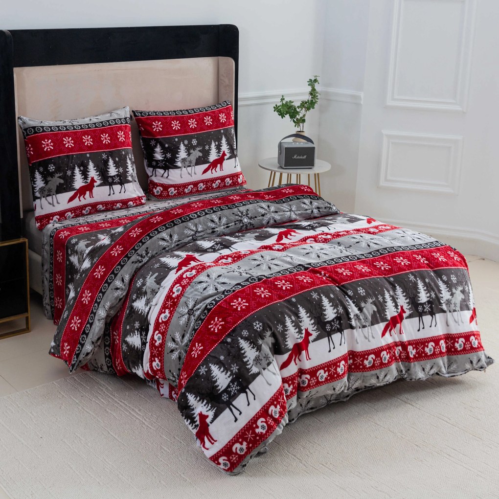 Mikroplyšové obliečky SNOWY FOREST sivé Rozmer obliečky: 70 x 90 cm | 140 x 200 cm