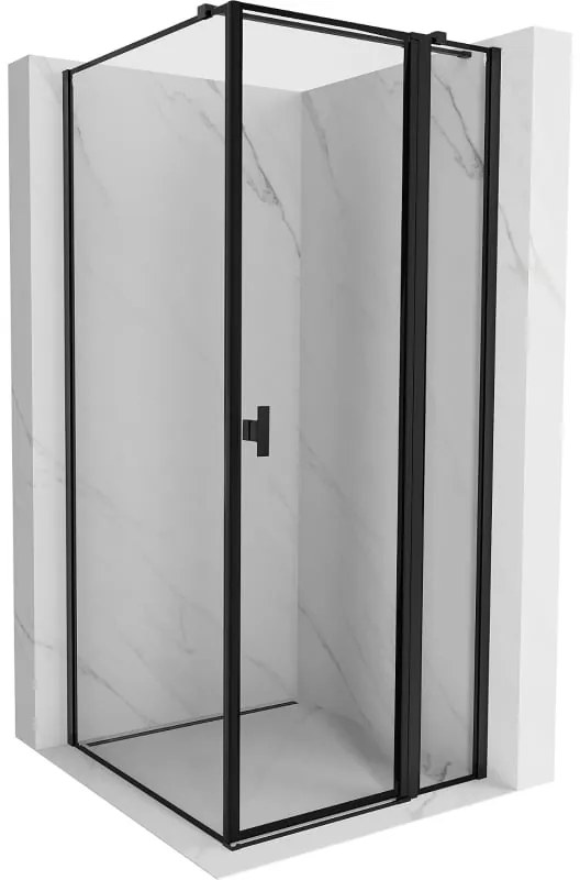 Mexen Mist T, sprchový kút s krídlovými dverami, pravý, 90 x 90 cm, 8mm číre sklo, čierny profil, 8A4T-090-090-70-70-P