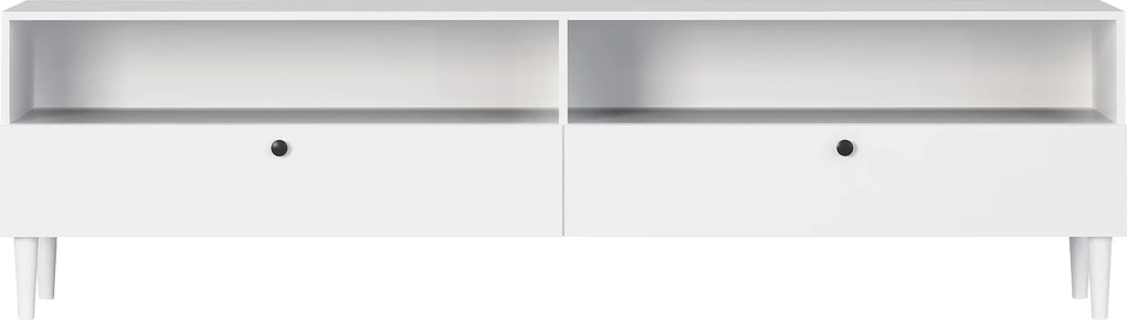 TV stolík s policou a skrinkami DULLUM 200x58cm, biely