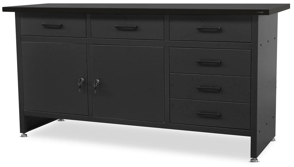 Pracovný stôl do dielne HENRY, 1700 x 850 x 600 mm, All Black: čierny