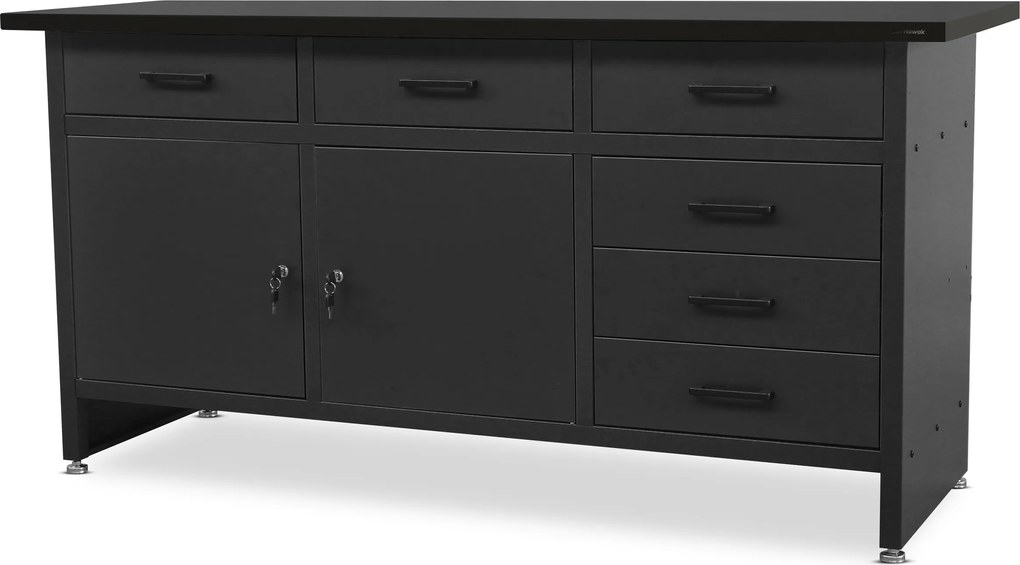 Pracovný stôl do dielne HENRY, 1700 x 850 x 600 mm, All Black: čierny