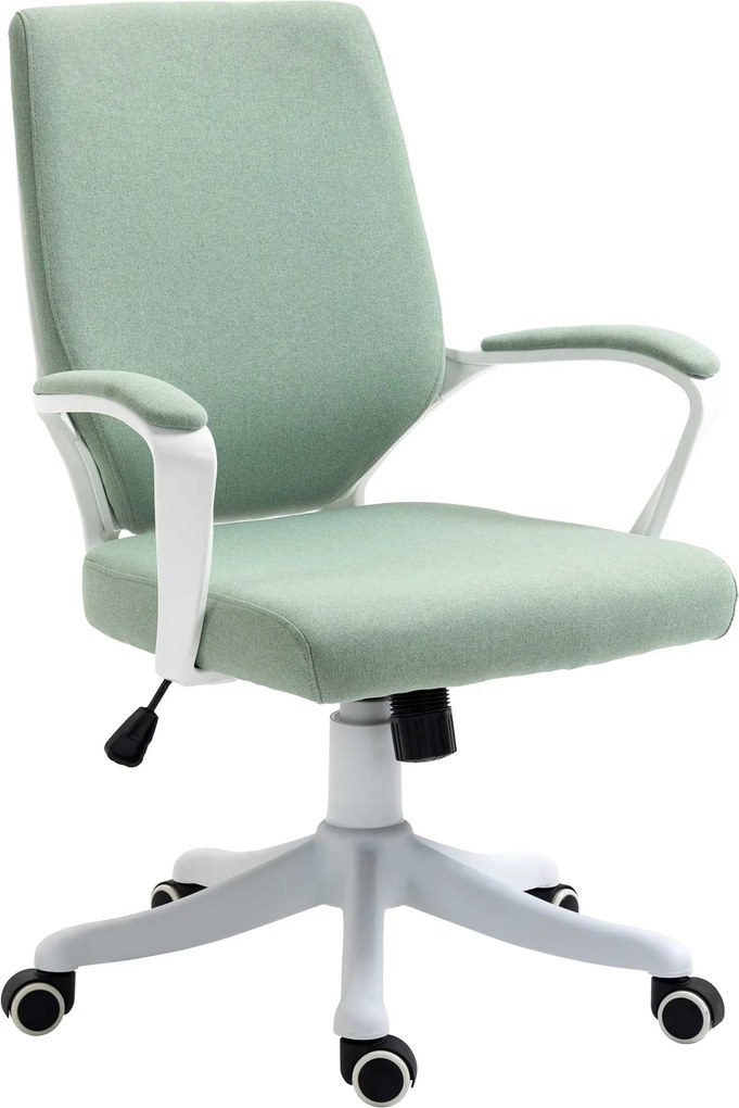 Vinsetto kancelárske kreslo s funkciou hojdačky, výškovo nastaviteľné, hrubé polstrovanie, ergonomické, 360° otočné kolesá, polyester, nylon, PP, Zele