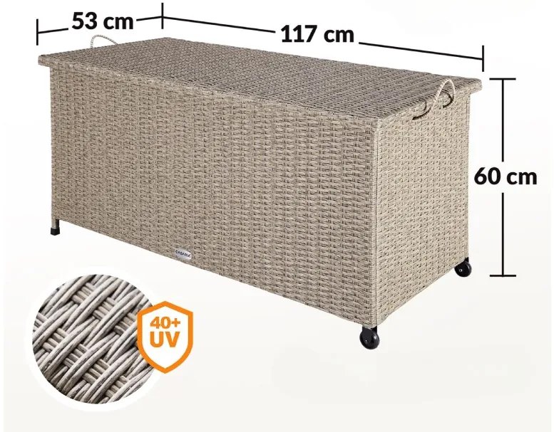 InternetovaZahrada Úložný box s kolieskami 370 L - krémový
