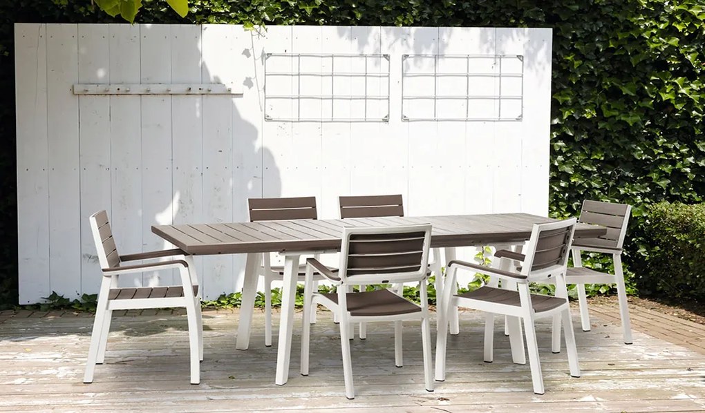 BAZÁR KETER HARMONY Rozkladací stôl 162x100x74cm, biela/cappuccino 17202278 POŠKODENÝ OBAL