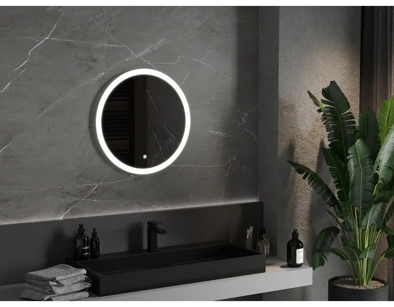 Mexen Oro, okrúhle LED podsvietené kúpeľňové zrkadlo 60 cm, 6000K, vykurovacia podložka proti zahmlievaniu, 9824-060-060-611-00