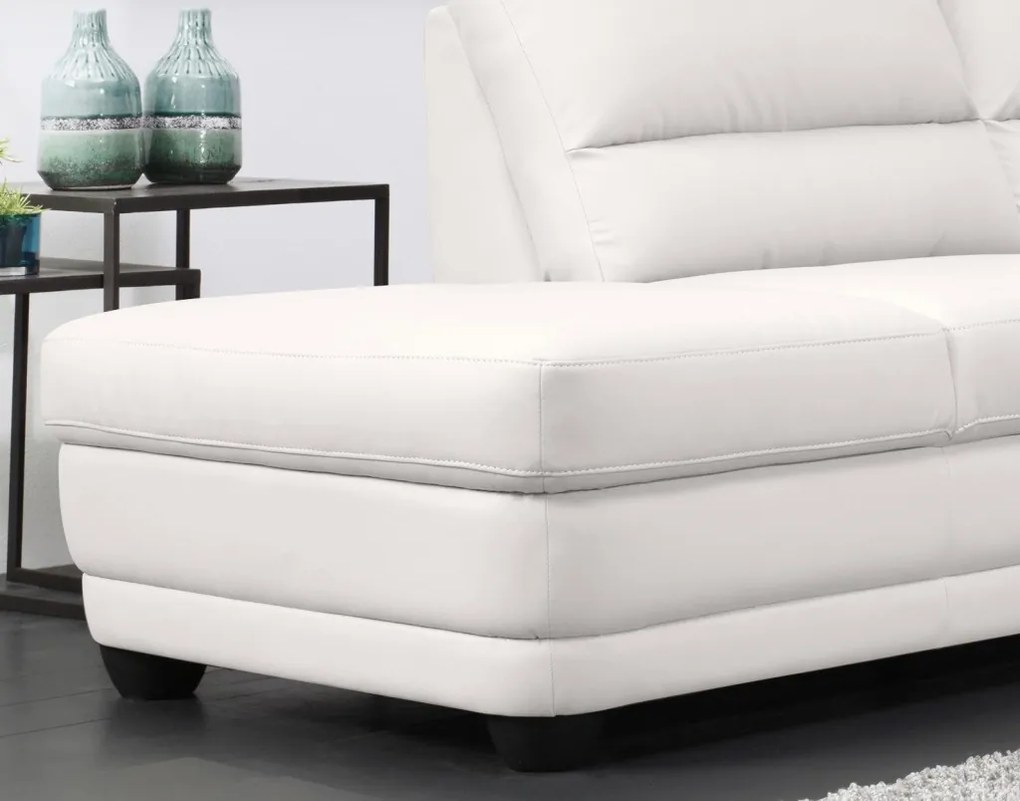 Rohová sedací souprava Nebolo, biela koža, ľavý roh