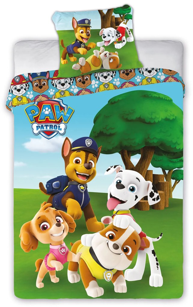 DETSKÉ BAVLNENÉ OBLIEČKY PAW PATROL 160X200 CM, 1KS 70X80 CM VZOROVANÉ