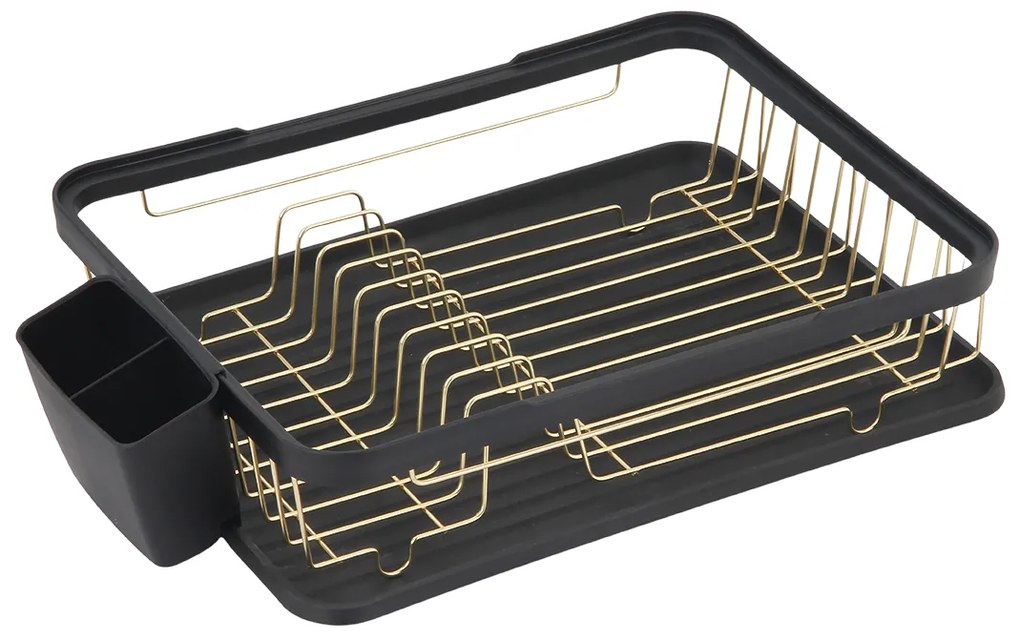 Kuchinox Kuchinox, odkvapkávač riadu z nehrdzavejúcej ocele 433x320x105 mm, čierna-zlatá, LAV-EKC_G00A