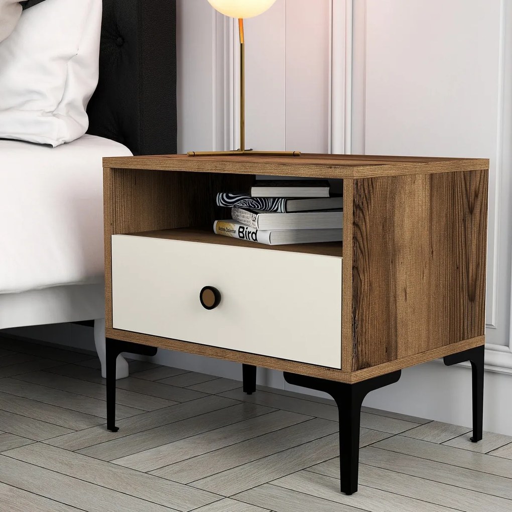 Nočný stolík Lizbon Walnut Cream