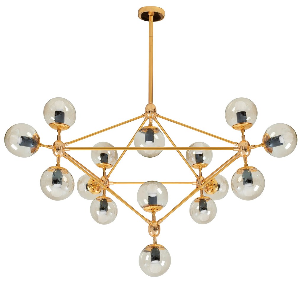 Toolight - Stropné závesné svietidlo 15xE27 APP267-15C, zlatá, OSW-00647