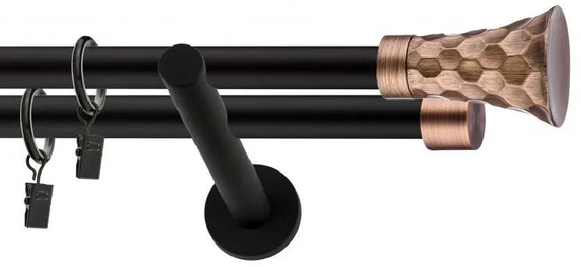 Dekorstudio Garniža dvojradová SFERIC medená MIX čierna-matná 19mm Dĺžka: 140cm, Typ príslušenstva: Krúžky tiché so štipcami