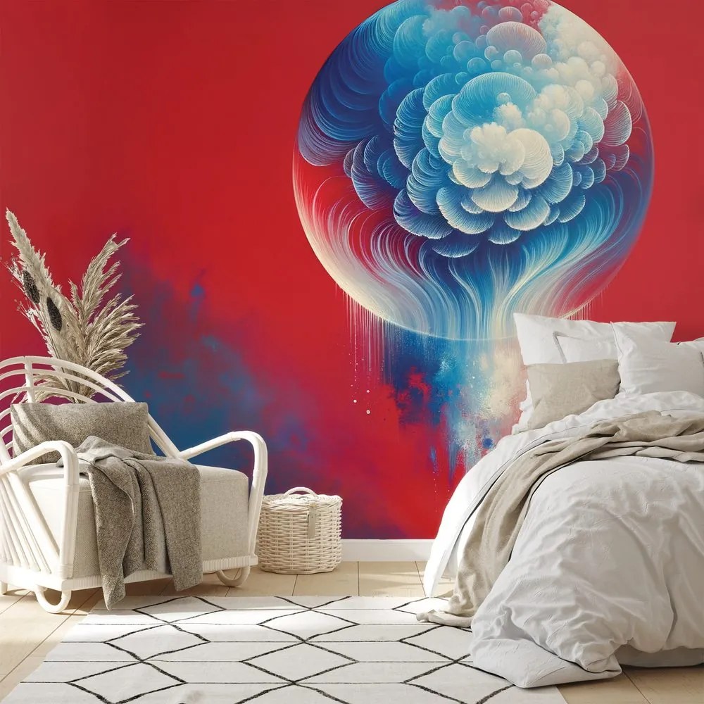 Tapeta abstraktná modro-červená medúza