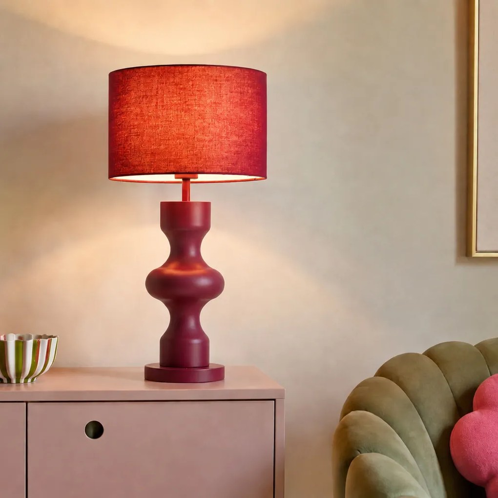 Retro Table Lamp Plum with Fabric Shade - Captain