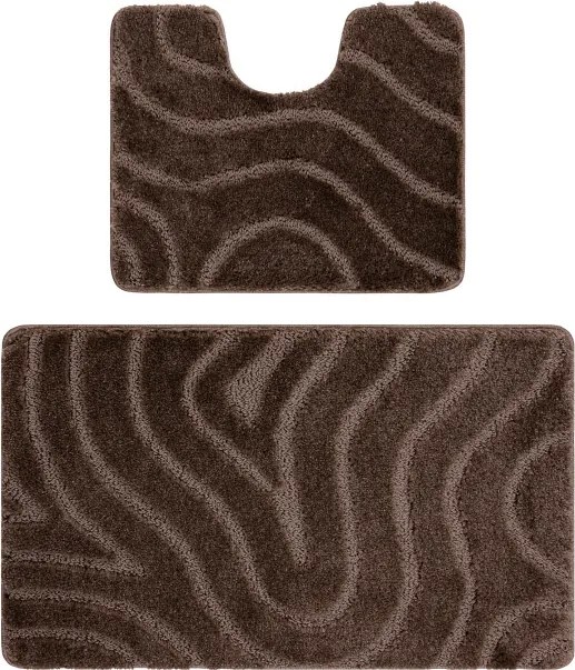Sada kúpeľňových koberčekov SUPREME WAVES vlny, hnedá