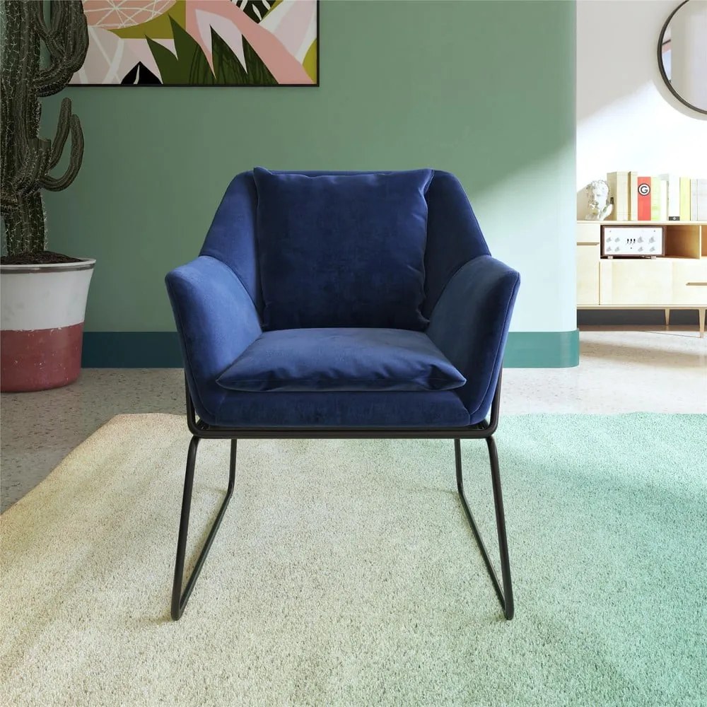 Modré zamatové kreslo Avery – Støraa