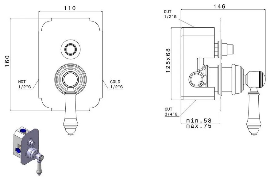 Podomietková sprchová batéria v lesklej striebornej farbe (2 výstupy) Vienna – Sapho