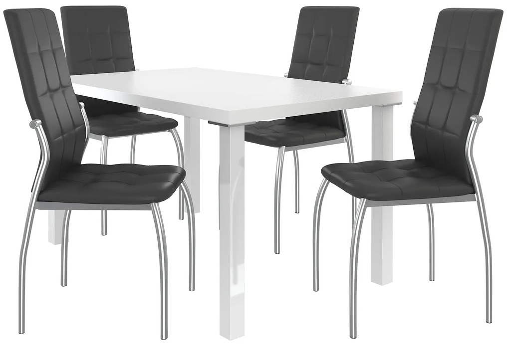 Jedálenský set 1 + 4 Belini biely / čierne Loreno LOR/0/ZES/W/4B