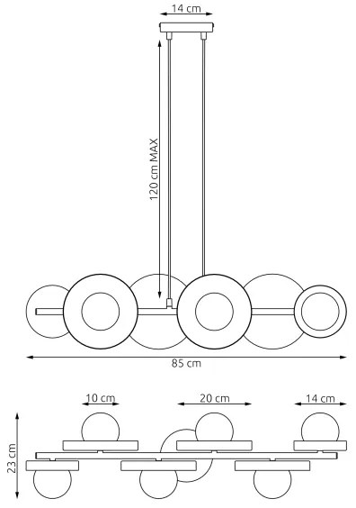Závesný luster na lanku MODEL 6xG9/8W/230V, čierny