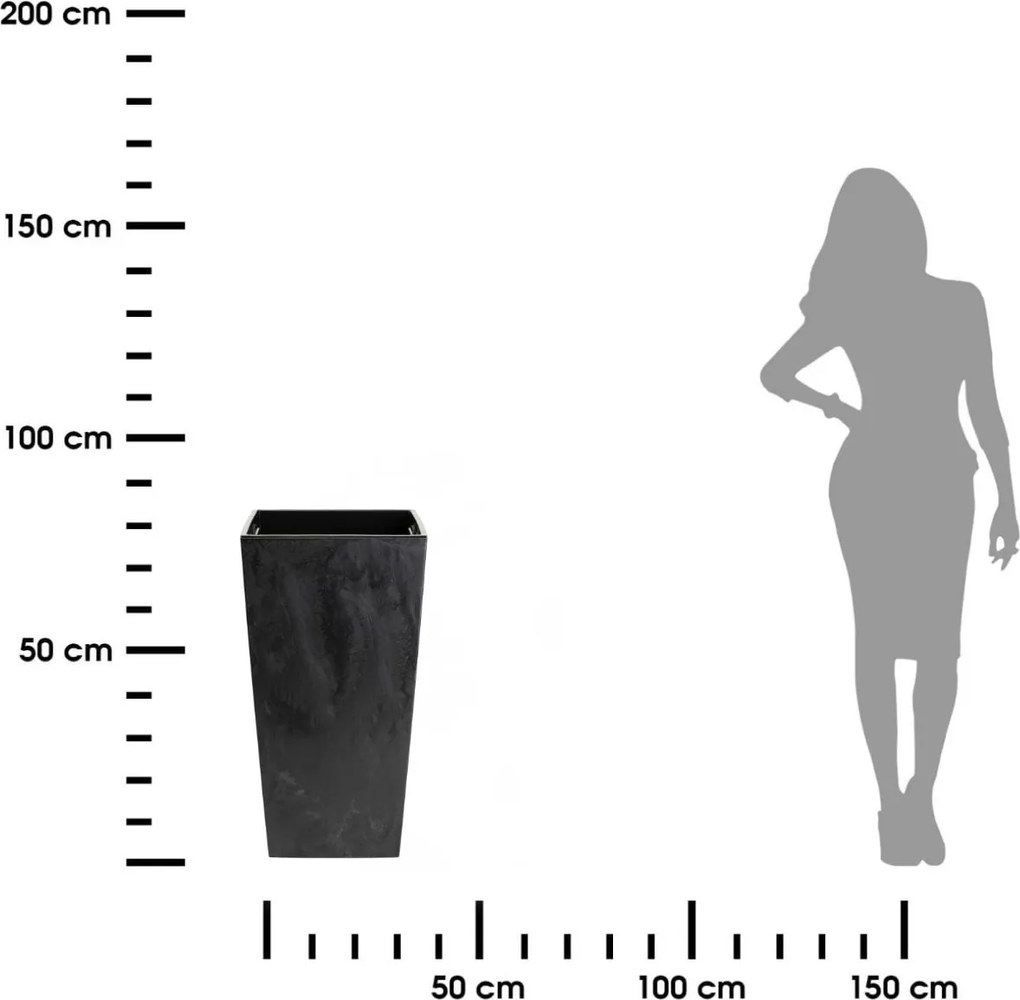 PLASTOVÝ KVETINÁČ PORTO 75X39,5X39,5 CM IMITÁCIA BETÓNU ČIERNA