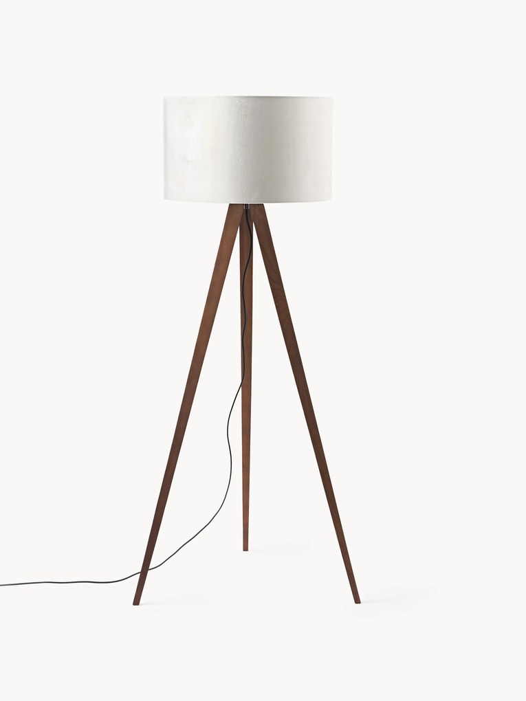 Stojacia lampa z jaseňového dreva na trojnožke Jake