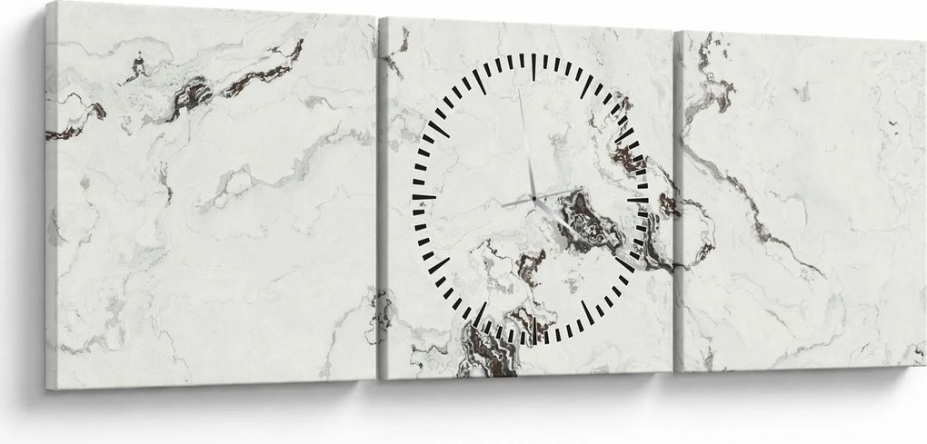 Obraz - Biely mramor (s hodinami) (90x30 cm)