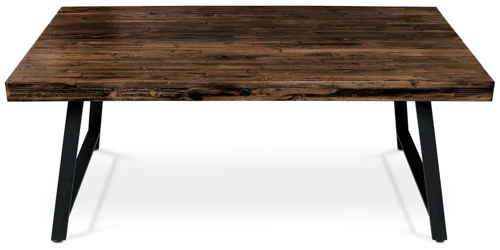 Autronic - Jídelní stůl, 180x90x76 cm, MDF deska, dýha odstín borovice, kovové nohy, černý lak - HT-536 PINE