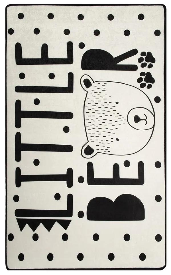 Čierno-biely detský protišmykový koberec Chilam Little Bear, 140 x 190 cm