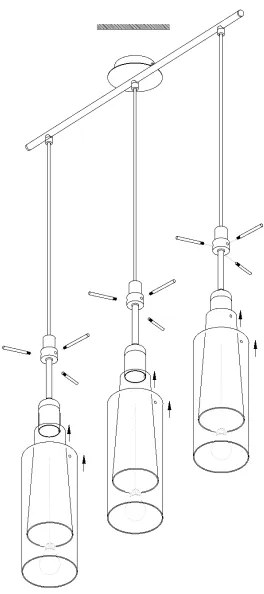 EGLO 90305 - Luster závesný PINTO NERO 3xE27/60W dymová