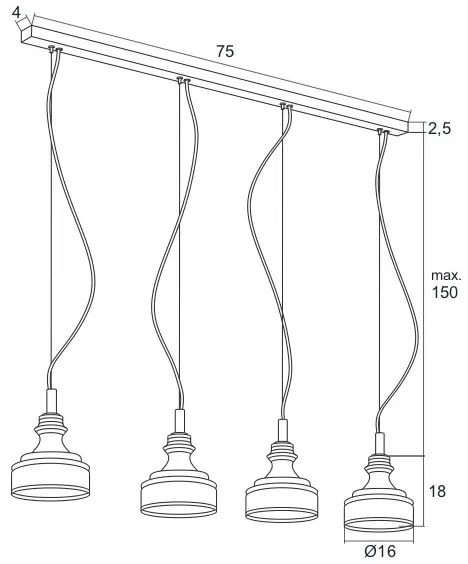 Argon 1650 - LED Luster na lanku TULUZA 4xLED/5W/230V
