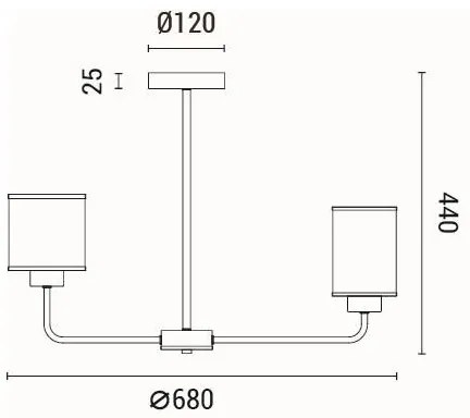 Luster na tyči 6xE27/60W/230V